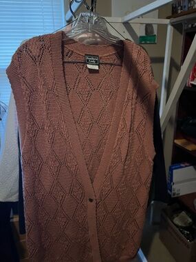 Southern Lady brown Open-Knit Button Cardigan